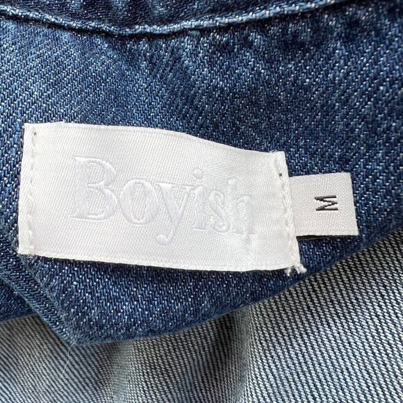 Boyish by Her Troy Denim Belted Cargo Pocket Button Front Jumpsuit Size Medium - Picture 6 of 8